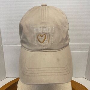 Rae Dunn ALL you NEED is LOVE Tan Canvas Cap